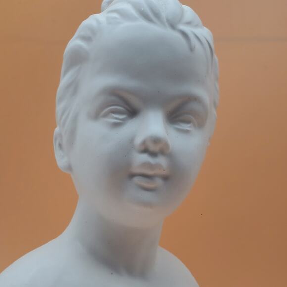 Vintage White Ceramic Bust Girl Female Head Statue Mid Century Classical Decor - Picture 12 of 15